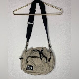 Bimba Y Lola bag crossbody nylon tan 10x9 cinch cord closure